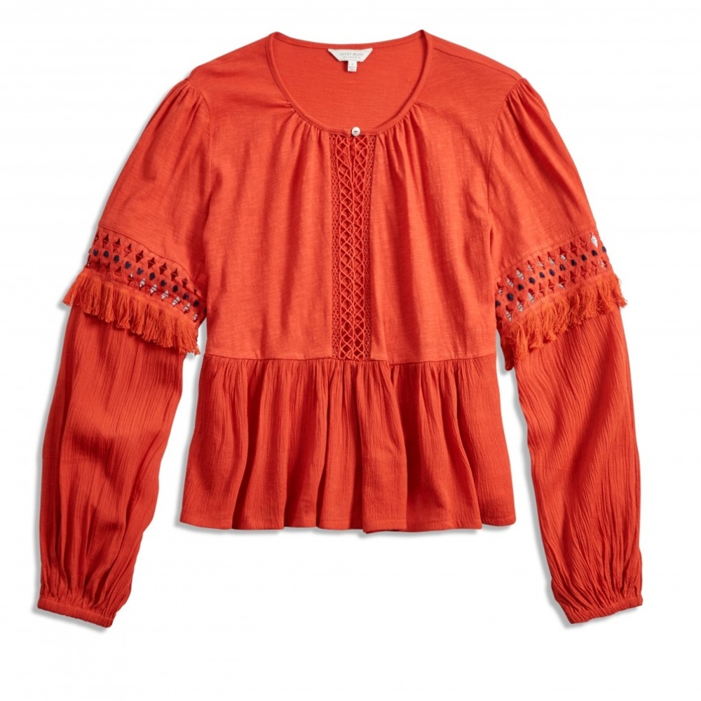 SOLD Perfect Fall Cutout Peasant Lucy Brand Blouse - Picture 3 of 8